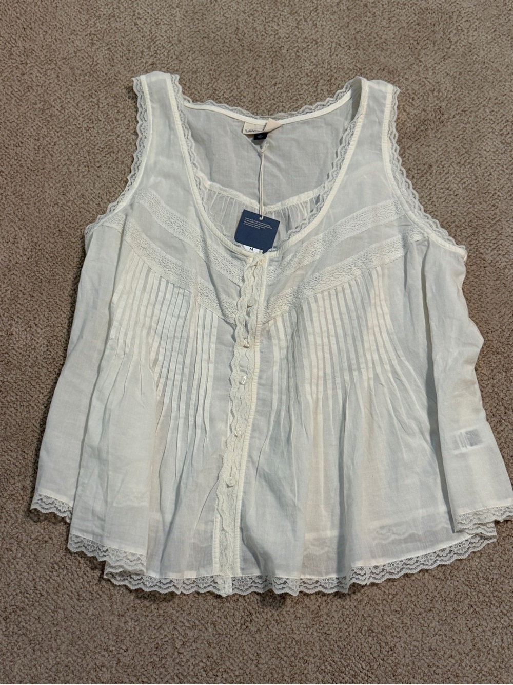 Universal Thread White Lace Trim Cotton Camisole Tank